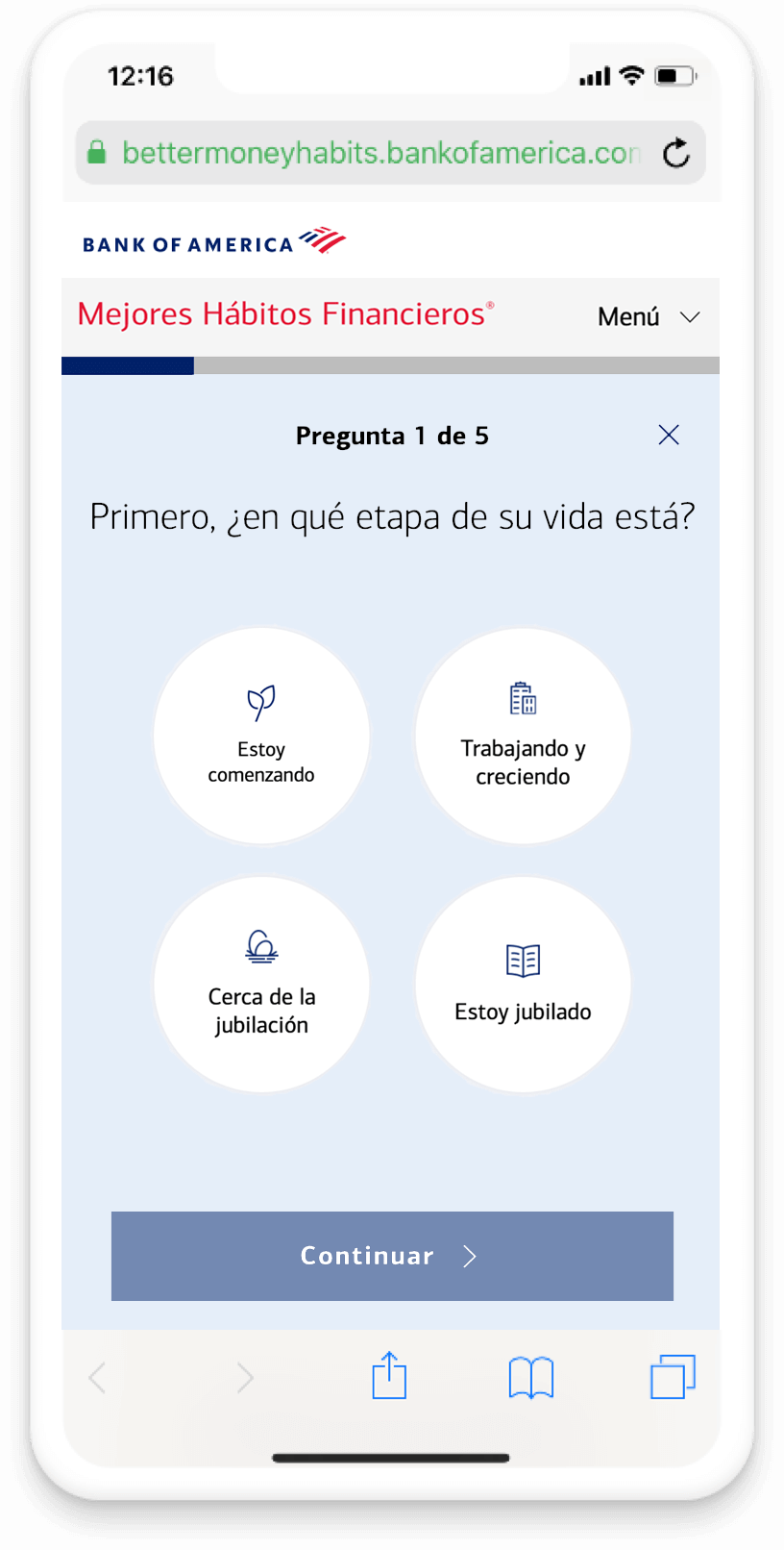 Pregunta 1 del widget sobre prioridades de la vida de Mejores Hábitos Financieros